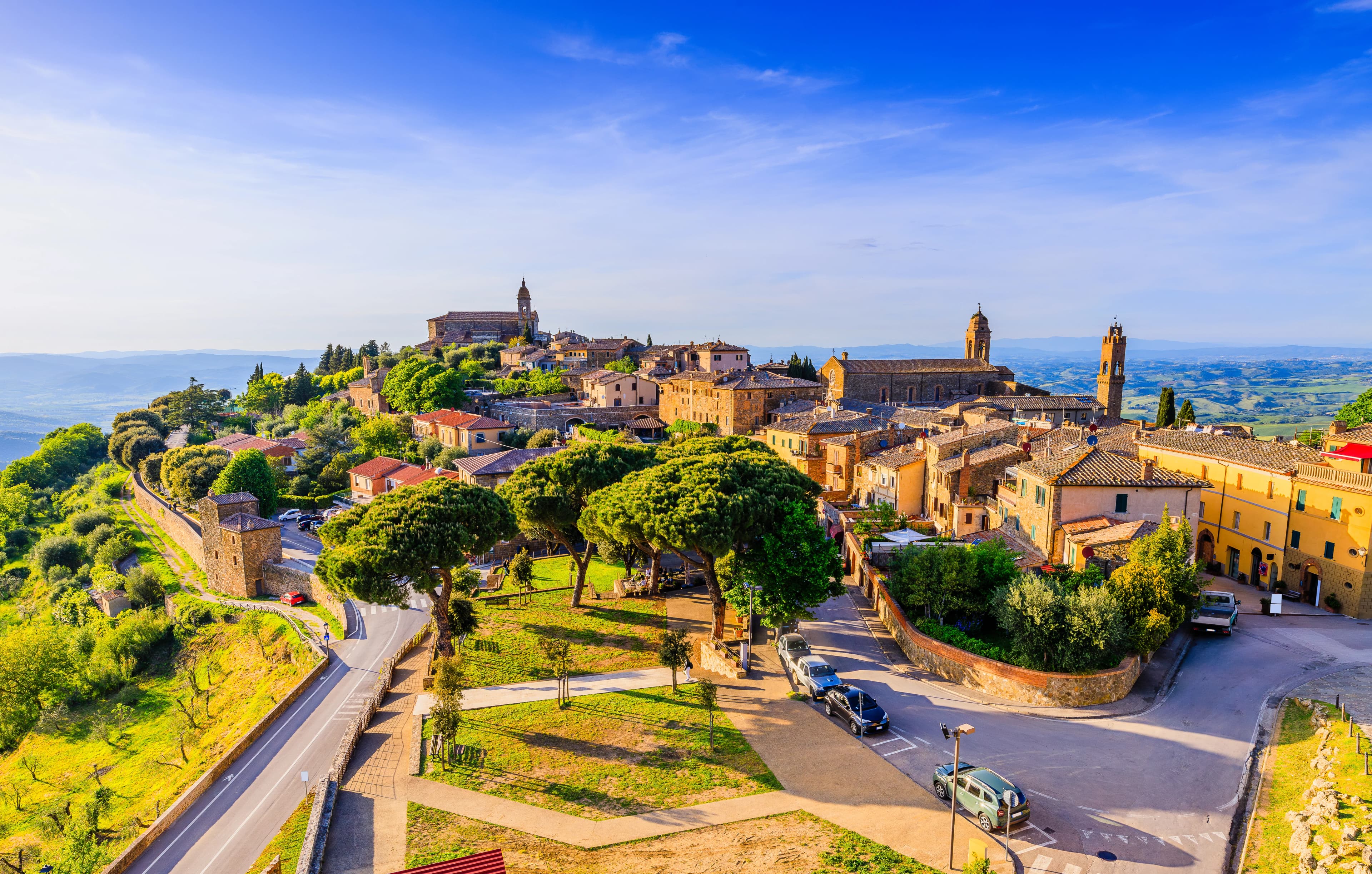 View of the medieval town of Montalcino