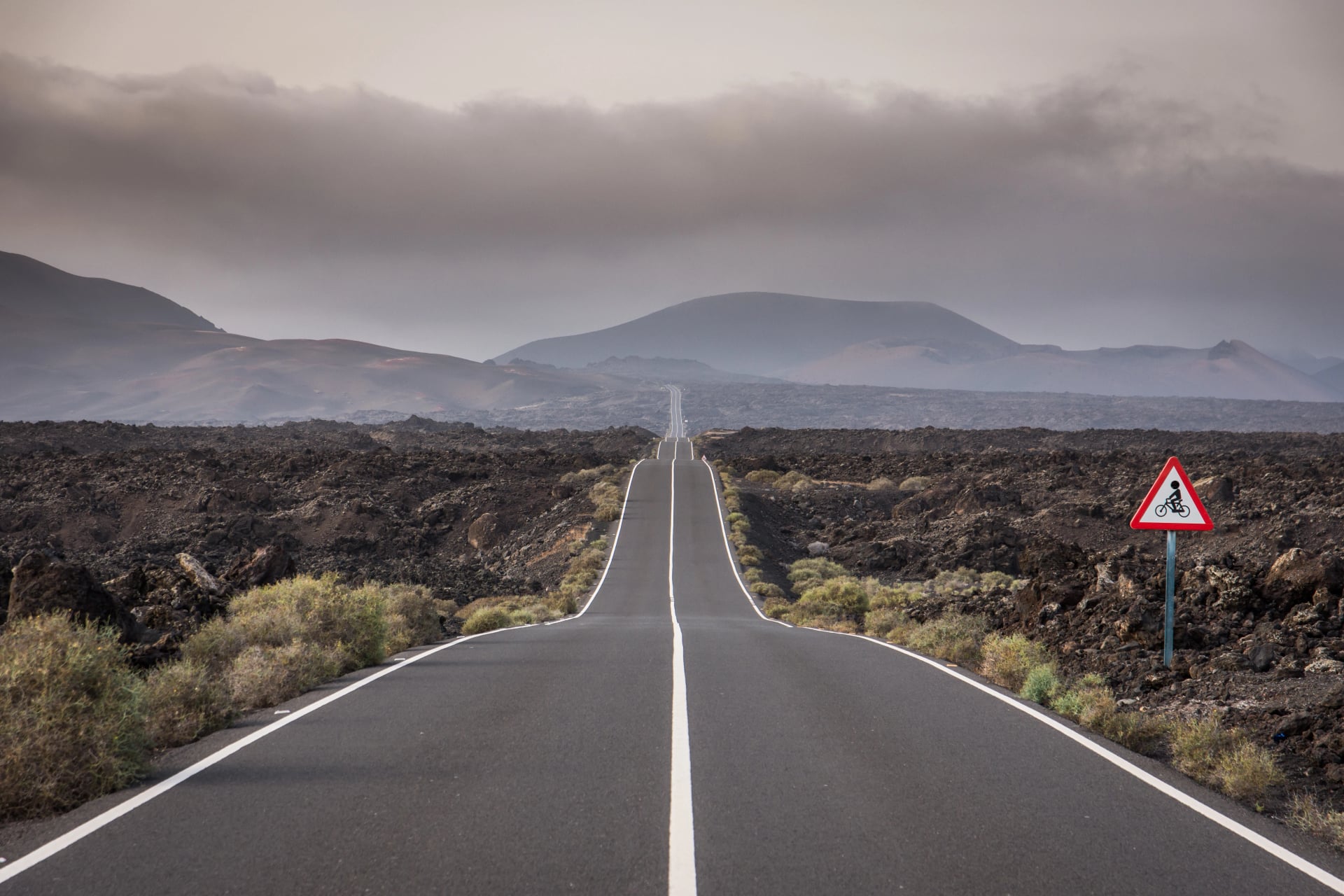 Endless road in Lanzarote, Spain